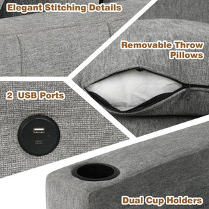 Sectional Sofa Convertible Pull-Out Sofa Bed With A Movable Storage Ottoman For Living Room