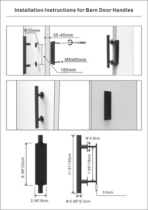 8 FT Double Sliding Barn Door Track and Handle Hardware Kit