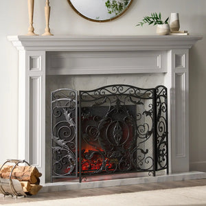 Mariella - Traditional Floral Iron Fireplace Screen With Ornate Design - Best Buy Furniture