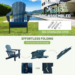 Adirondack Chair with Foldable Design and Built-In Cup Holder