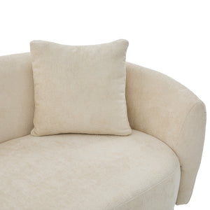 81 in. Curved Boucle Sofa with Wooden Base