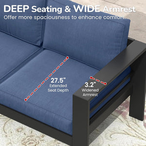 All-Weather Patio Sofa With Cushions, 3 Seat Outdoor Couch