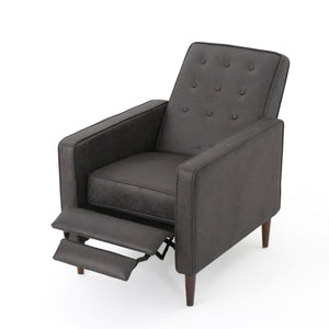 Macedonia - Mid Century Modern Button Tufted Fabric Recliner - Slate