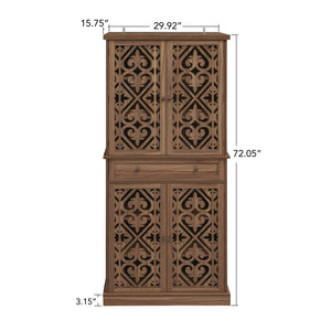 4 Door Cabinet With 1 Drawer, With 4 Adjustable Inner Shelves, Storage Cabinet