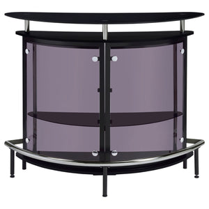 Strick & Bolton - Freestanding Glass Top Home Bar Wine Cabinet With Panels - Black
