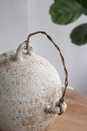 9.8x8.3x10.3" Hand-Pulled Decorative Ceramic Jug with Worn Finish
