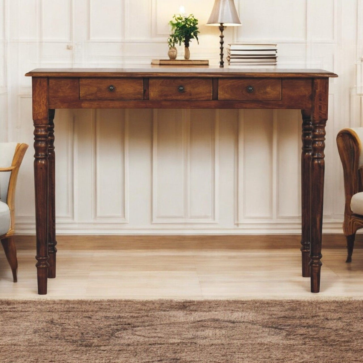 Turned Legs Drawer Console Table