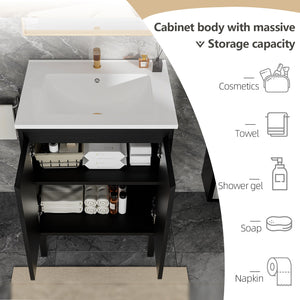 Bathroom Vanity With Ceramic Sink, Floor-Standing Design, Soft-Closing Drawers