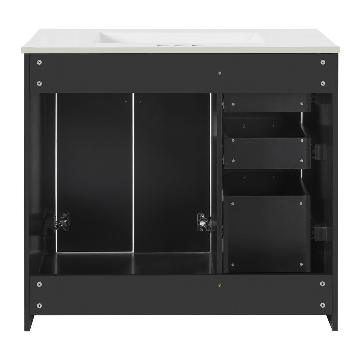 Bathroom Vanity With Sink Combo, Storage Cabinet, Freestanding Set With 3 Drawers & Soft Closing Doors