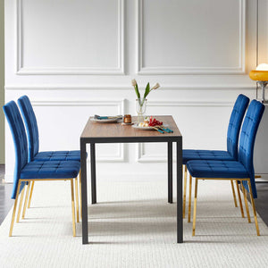 5 Pieces Dining Set Including High Back Color Legs Nordic Dining Chair & Creative Design Dining Table