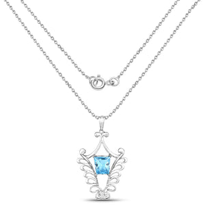 5.68 Carat Genuine Swiss Blue Topaz .925 Sterling Silver Pendant