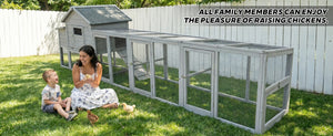 141" Gray Large Wooden Chicken Coop with Nesting Box