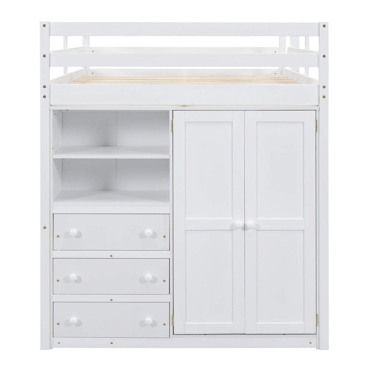 Loft Bed With Built In Wardrobe, Shelves And Drawers