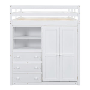 Loft Bed With Built In Wardrobe, Shelves And Drawers