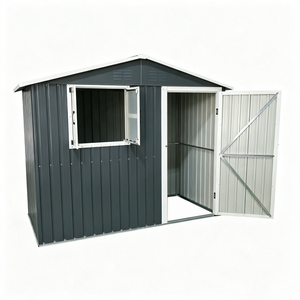 8x4 Foot Outdoor Metal Storage Shed with Openable Window, Coal Grey