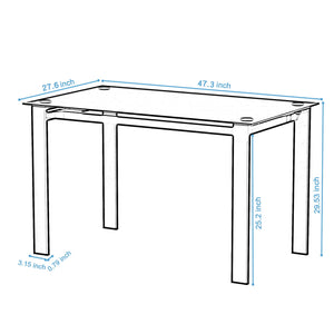 Modern 5 Piece Dining Table Set With Glass Top And Chairs - Black