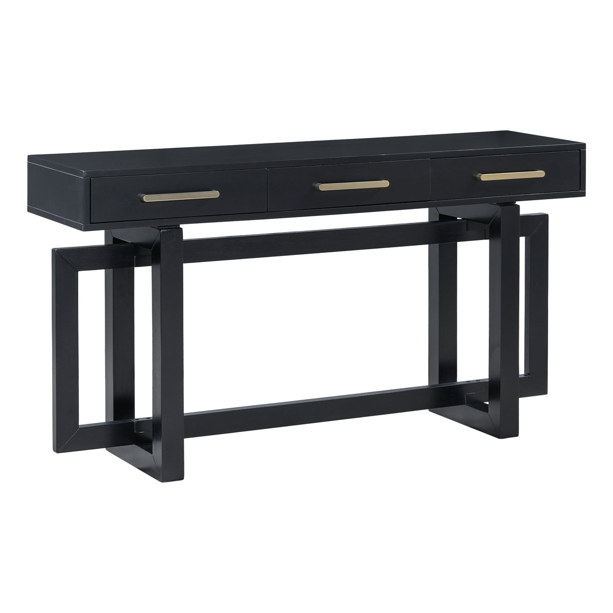Elegant Console Table with Three Drawers - Black or Antique Gray