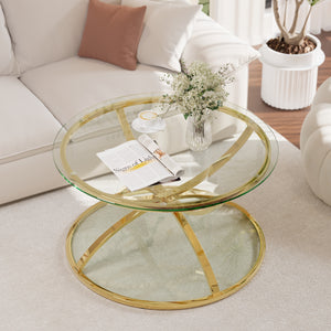 31.50'' Modern Glass Coffee Table with 2 Tiers