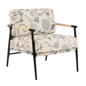 27.56" Modern Accent Chair with Plush Cushions and Wooden Armrests