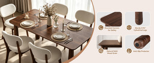 63" Solid Wood Dining Table Set with 4 Upholstered Chairs