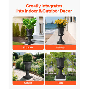 Plastic Urn Planters, 15.8 x 26.4 Inch, 2 Pack
