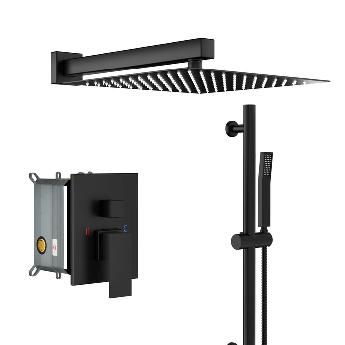 Modern Shower System with Adjustable Slide Bar - Black or Gray