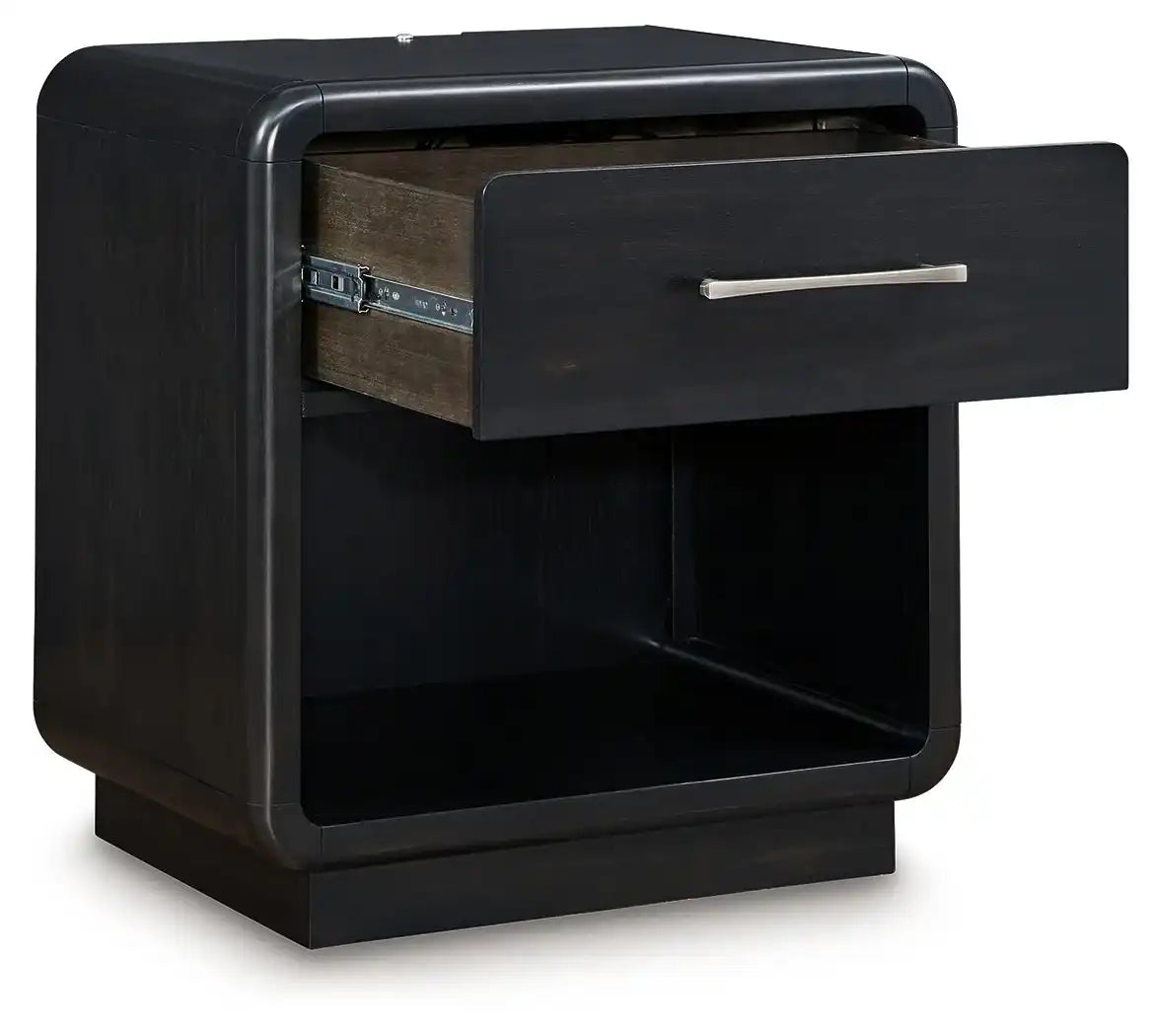 Rowanbeck - One Drawer Night Stand - Black - Best Buy Furniture