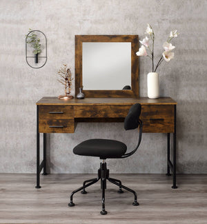 Juvanth - Rustic Vanity Desk Mirror - Oak - Best Buy Furniture