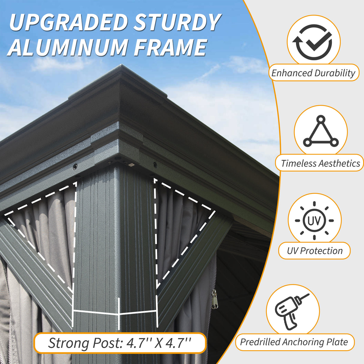 10' x 14' Hardtop Gazebo with Galvanized Steel Double Roof