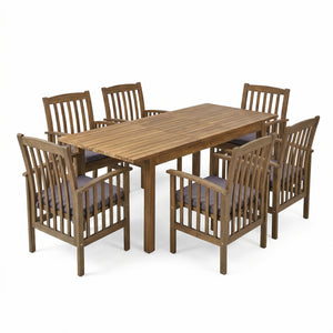 7 Pieces Acacia Wood Outdoor Dining Set