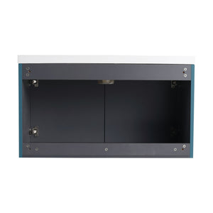 Contemporary Wall Mounted Bathroom Vanity With Resin Double Sink