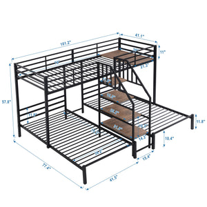 Metal Bunk Bed With Storage Shelves Staircase