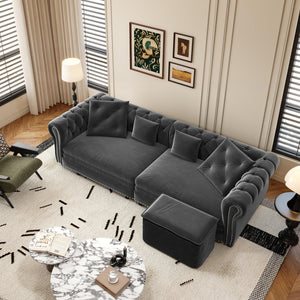 3 In 1 Convertible Sleeper Sofa Bed With Movable Ottoman