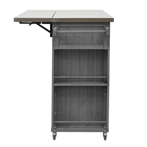Outdoor Kitchen Island With Stainless Steel Top, Ample Storage Space, Towel And Spice Racks And A Bottle Opener