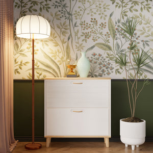 Narrow - Entryway Shoe Storage Cabinet With 2 Flip Drawers Legs - Natural / White