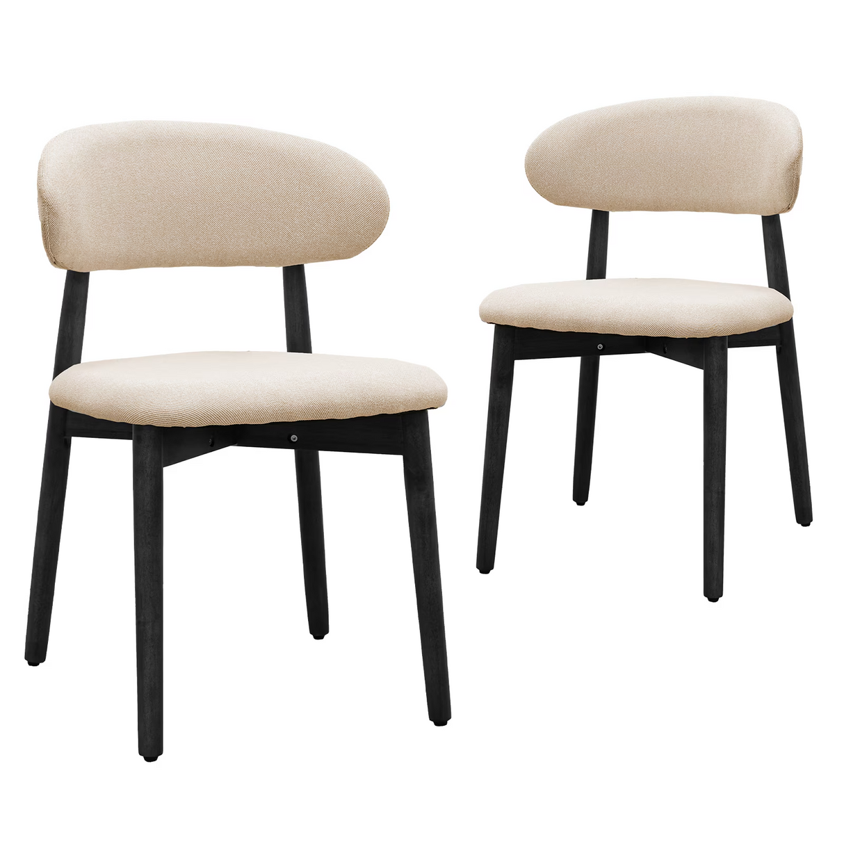 Beige Cotton-Linen Fabric Upholstered Dining Chair