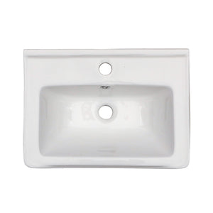 Wall Mounted Rectangular Bathroom Sink With 304 Stainless Steel Towel Bar & Overflow - White