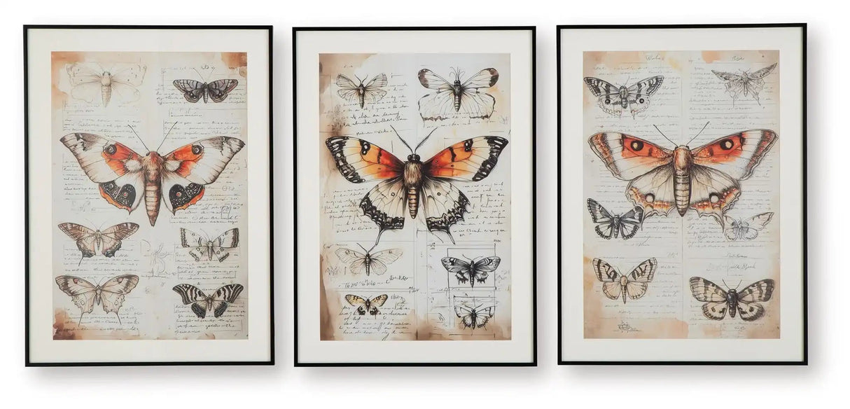 Jossletts - Wall Art Set (Set of 3) - Orange / Black / Ivory - Best Buy Furniture