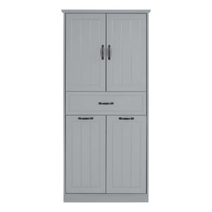 Modern Bathroom Storage Cabinet With Two Laundry Baskets, One Drawer, Adjustable Shelf