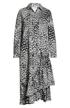 Women's Max Mara Lipari Leopard Print Long Sleeve Cotton Midi Shirtdress