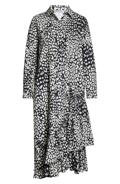Women's Max Mara Lipari Leopard Print Long Sleeve Cotton Midi Shirtdress