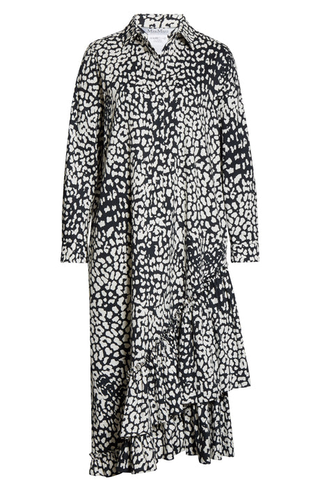 Women's Max Mara Lipari Leopard Print Long Sleeve Cotton Midi Shirtdress