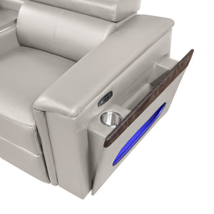 Nova Modern Style Sectional with Console, Wedge, and Bluetooth