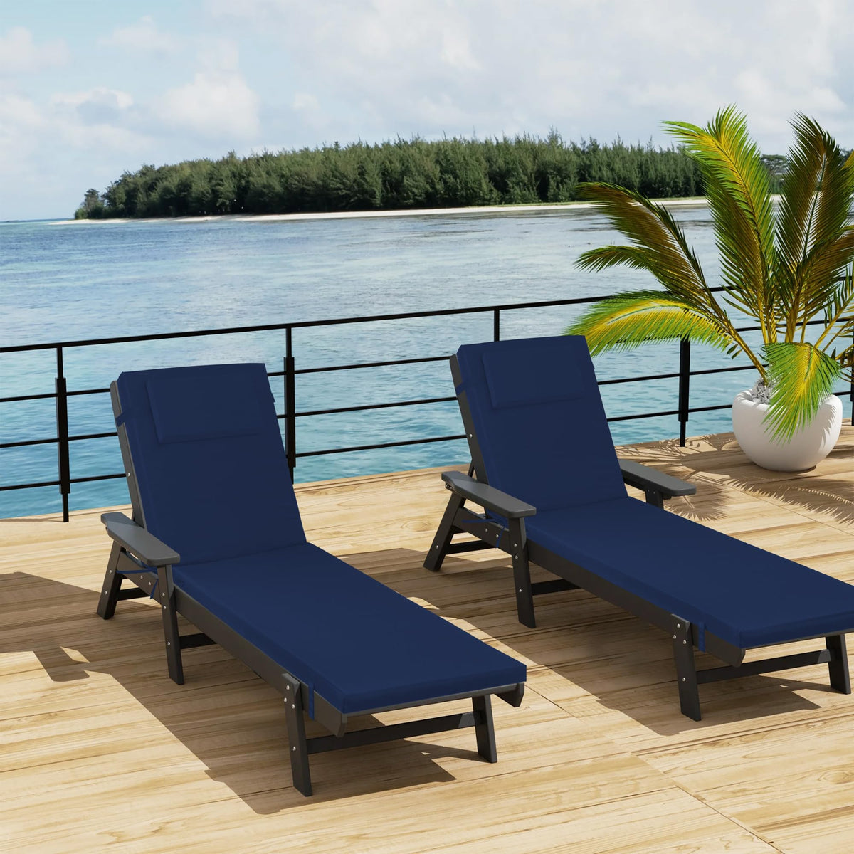 2PCS Set Outdoor Lounge Chair Cushion Replacement
