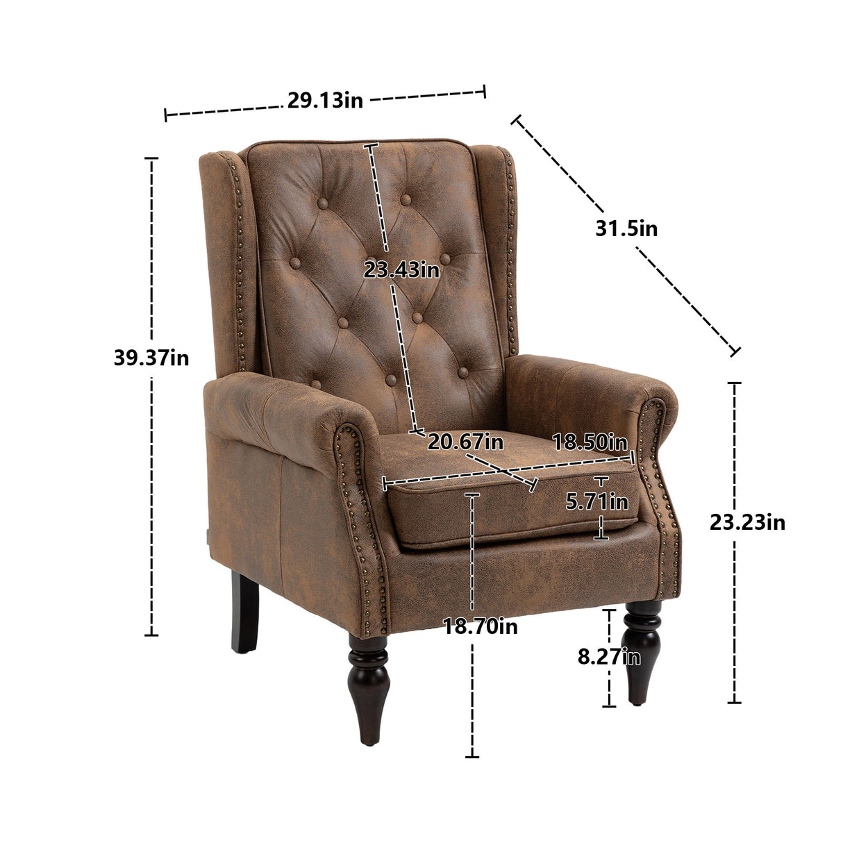 Modern Accent Armchair With Sturdy Wood Legs