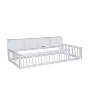 Floor Bed With Storage Cabinets And USB Ports