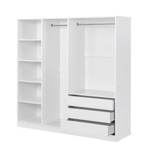 Doorless Storage Wardrobe For Dedroom With Shelves And 3 Drawers