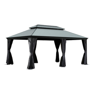 12'x18' Hardtop Gazebo with Resin Roof, Curtains, and Mosquito Netting