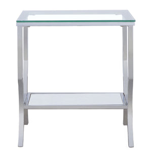 Porch & Den - Square Top End Table Elegance Glass - Chrome