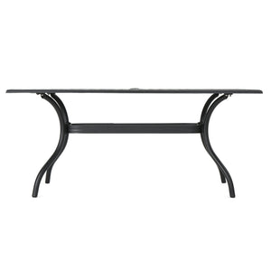 Outdoor Aluminum Dining Table With Lattice Design And Center Umbrella Hole - Black